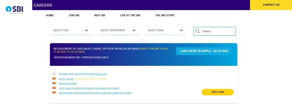 SBI Specialist Officer RECRUITMENT 2025